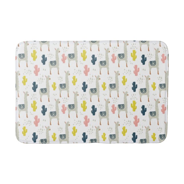 Tapete De Banheiro Teste padrão do cacto & dos lamas (Frente)