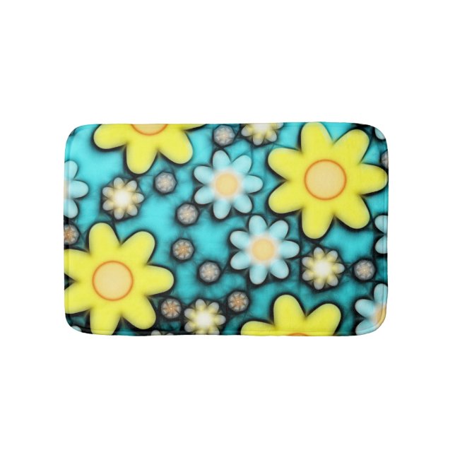 Tapete De Banheiro Teste padrão feminino floral azul & amarelo da (frente)