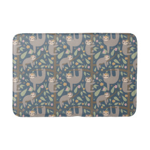Tapete De Banheiro Teste padrão floral bonito da preguiça