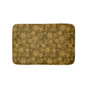 Tapete De Banheiro Teste padrão floral do vintage dourado