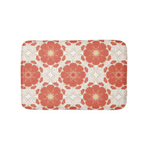 Tapete De Banheiro Teste padrão floral vermelho e Dourado do laço