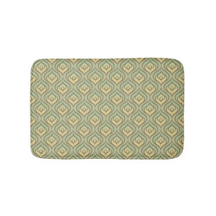 Tapete De Banheiro Teste padrão verde e amarelo do vintage retro