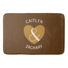 Tapete De Banheiro Texto Curvo de Noiva Moderna e Coração Dourada de