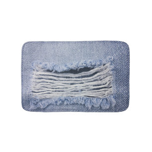 Tapete De Banheiro Textura de Jeans rasgados azuis claros