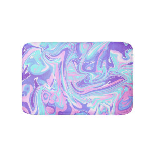 Tapete De Banheiro Textura Líquida do Mármaco Azul e Roxo