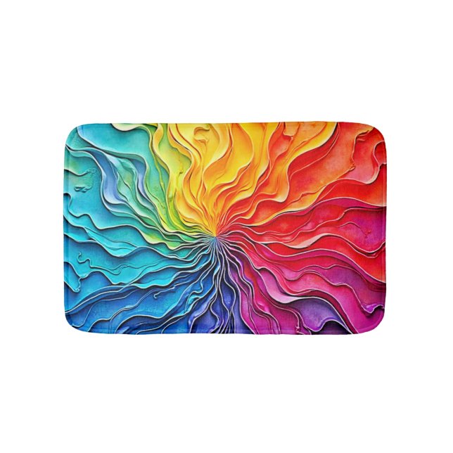 Tapete De Banheiro Textured Rainbow Swirl Art (frente)