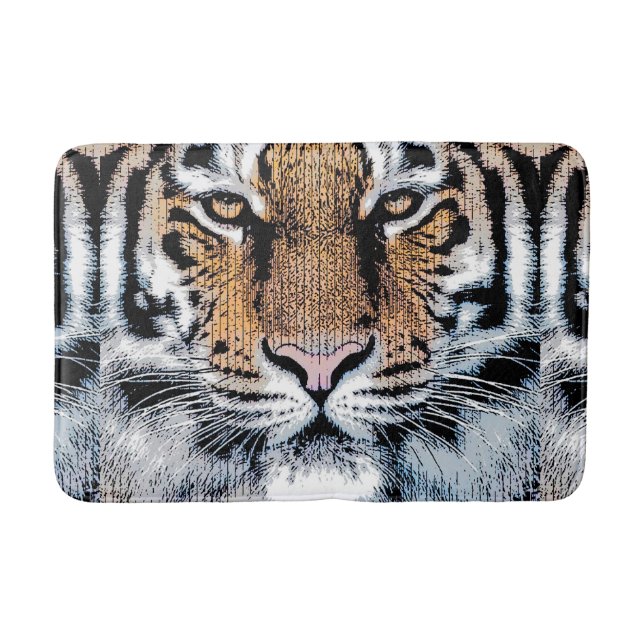 Tapete De Banheiro Tiger Portrait in Graphic Press Style (Frente)