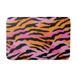 Tapete De Banheiro Tiger Stripes Animal Print Lavanda & Orange Girly