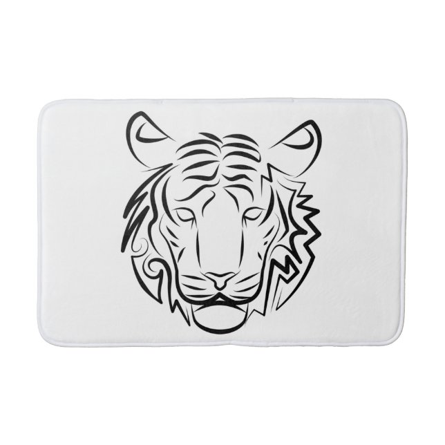 Tapete De Banheiro Tigre Tribal Negro e Branco (Frente)