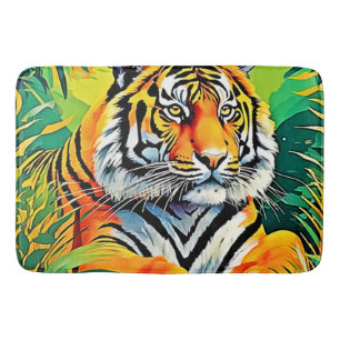 Tapete De Banheiro Tigre Tropical