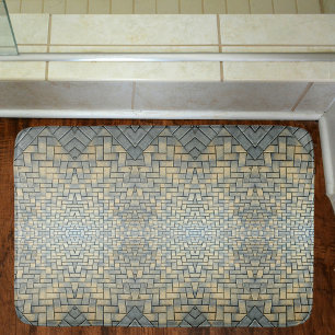 Tapete De Banheiro Tijolo de Mosaico Amarelo e Azul-Pálido