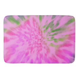 Tapete De Banheiro tinta tie dye rosa e verde