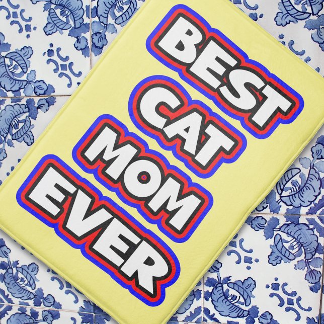 Tapete De Banheiro Típica De Melhor Gato De Negrito Mamãe Sempre Dive (Best Cat Mom Ever Bath Mat)