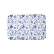 Toalete Floral Azul Branco Pintura à Água País Fra