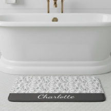 Toalete Floral Preto Branco Nome Personalizado