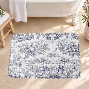 Tapete De Banheiro Toile de Jouy floral preto vintage monograma