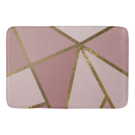 Tapete De Banheiro Tons de Rosa Malva e Bronze Dourado Geométrico Gla