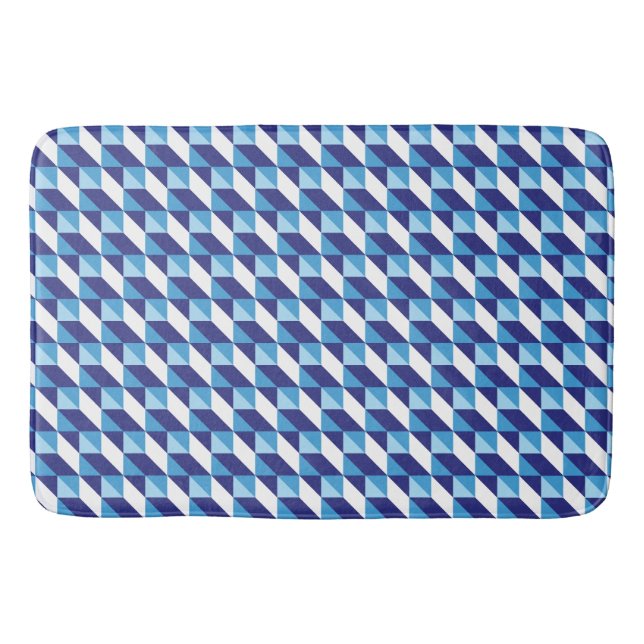 Tapete De Banheiro Tons Retrô de Azul Geométrico Triângulo Abstrato (Frente)