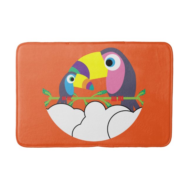 Tapete De Banheiro Toque bonito | Toucans de amor | Aves Engraçadas M (Frente)