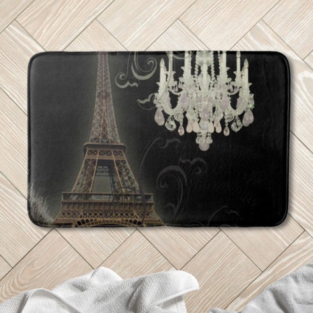 Tapete De Banheiro torre de retro de moda feminina paris eiffel (girly chic retro fashion paris eiffel tower bath mat)