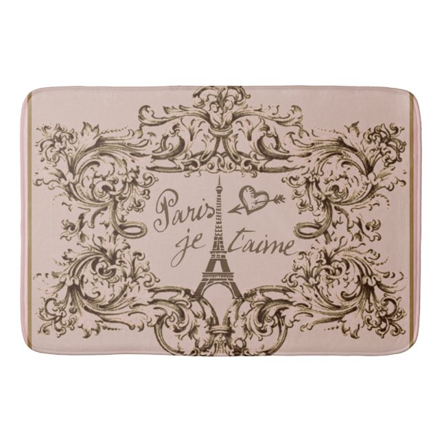 Tapete De Banheiro Torre Eiffel "eu amo o taime de Paris" "Paris Je " (Frente)
