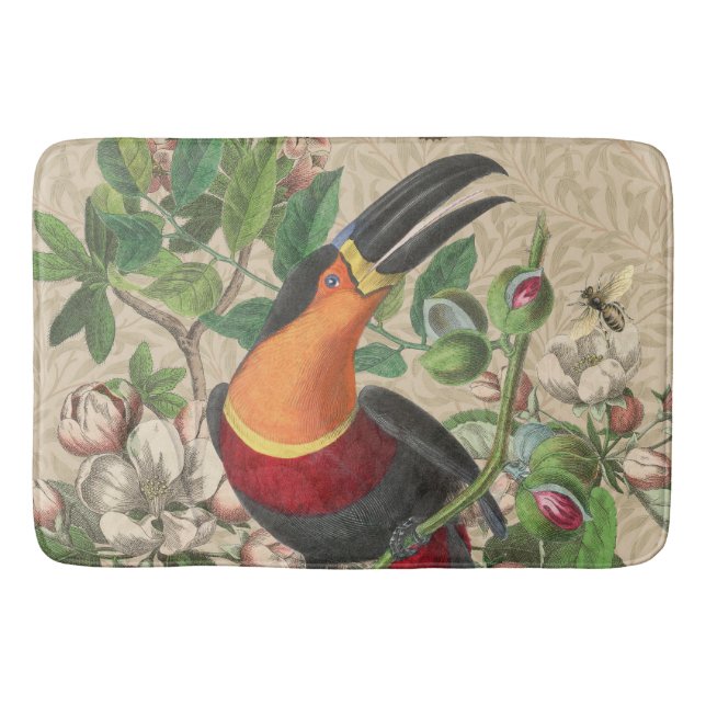 Tapete De Banheiro Toucan Jungle Tropical Bird Beauful Antiguidade (Frente)