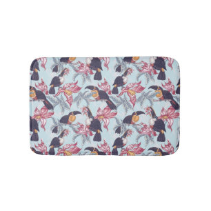 Tapete De Banheiro Toucanos com flores exóticas