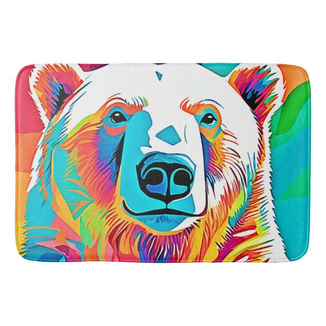 Tapete De Banheiro Trabalho de arte de Cabeça de Urso Vibrante (Frente)