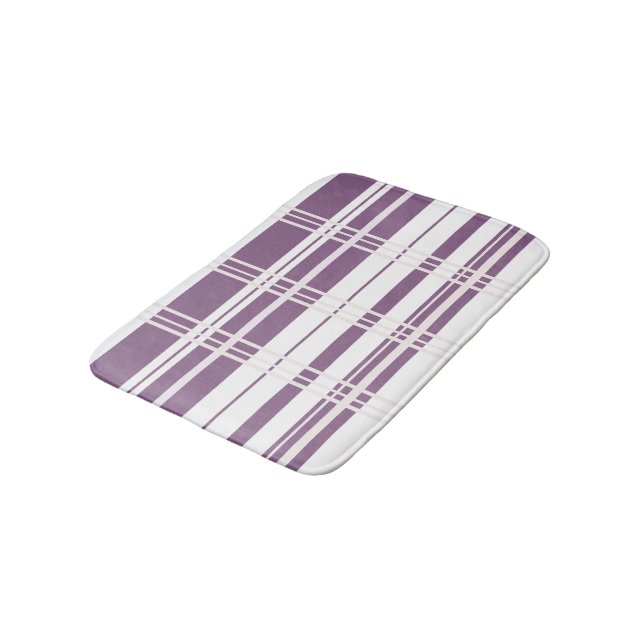 Tapete De Banheiro Traditional Plaid Plum, Blush Pink, White (Angulado)