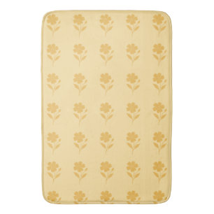 Tapete De Banheiro Travesseiro Amarelo Manteiga com Flor de Ouro
