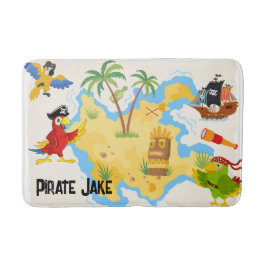 Tapete De Banheiro Treasure Island com nome Pirates e papagaios