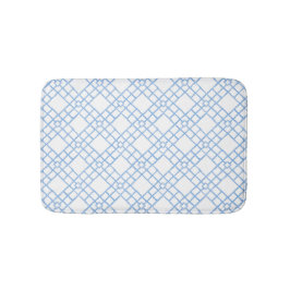 Tapete De Banheiro Treliça de Bambu Azul e Branco