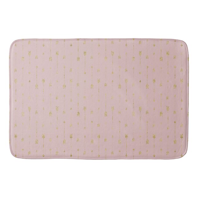 Tapete De Banheiro Trendy Lotus Rosa e Dourada Boho Arrows Bath Mat (Frente)