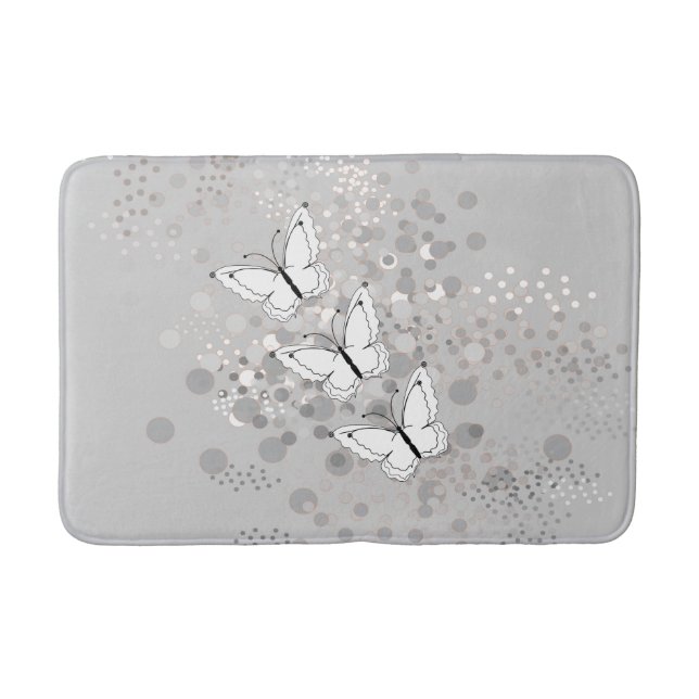Tapete De Banheiro Três Borboletas Brancas (Frente)