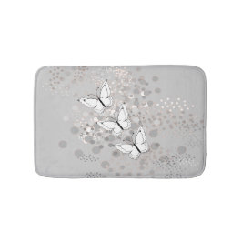 Tapete De Banheiro Três Borboletas Brancas