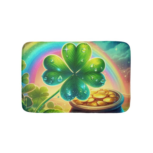 Tapete De Banheiro Trevo do dia do Rainbow Saint Patrick (frente)