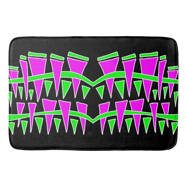 Tapete De Banheiro Triângulo Linhas Verde Rosa Dodle44c (Frente)