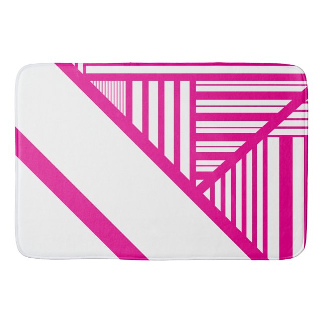 Tapete De Banheiro Triângulo Stripes em magenta e branco (Frente)