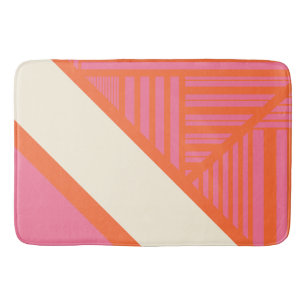 Tapete De Banheiro Triângulo Stripes em rosa, laranja e creme