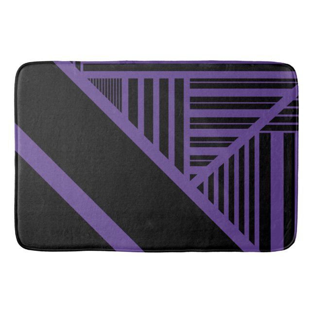 Tapete De Banheiro Triângulo Stripes em roxo e preto (Frente)