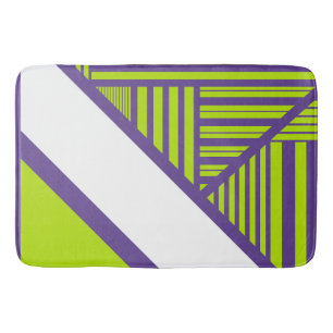 Tapete De Banheiro Triângulo Stripes em Verde limão e roxo