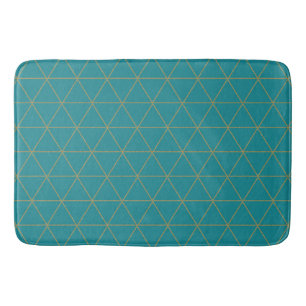 Tapete De Banheiro Triângulos Geométricos Dourado Teal Boho Glam Mini