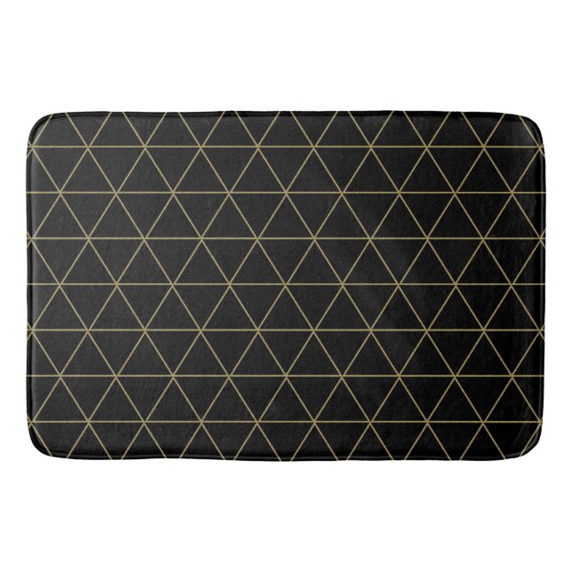 Tapete De Banheiro Triângulos Geométricos Preto Dourado Boho Glam Min (Frente)
