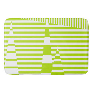 Tapete De Banheiro Triângulos - Verde limão e branco