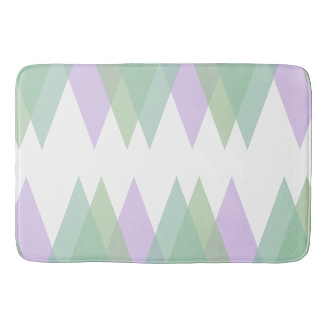 Tapete De Banheiro Triângulos verdes e liláticos (Frente)