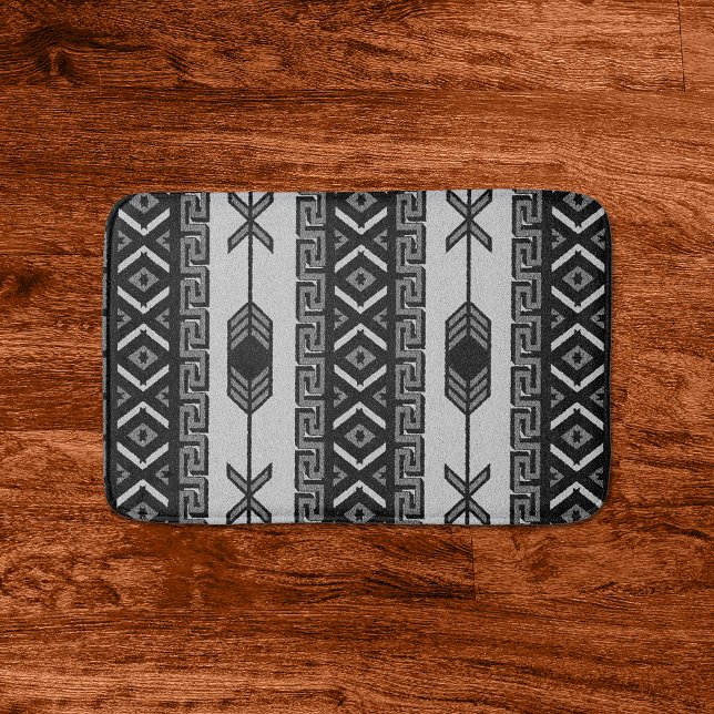 Tapete De Banheiro Tribal Aztec Preto-Branco, Padrão Sudoeste (Criador carregado)