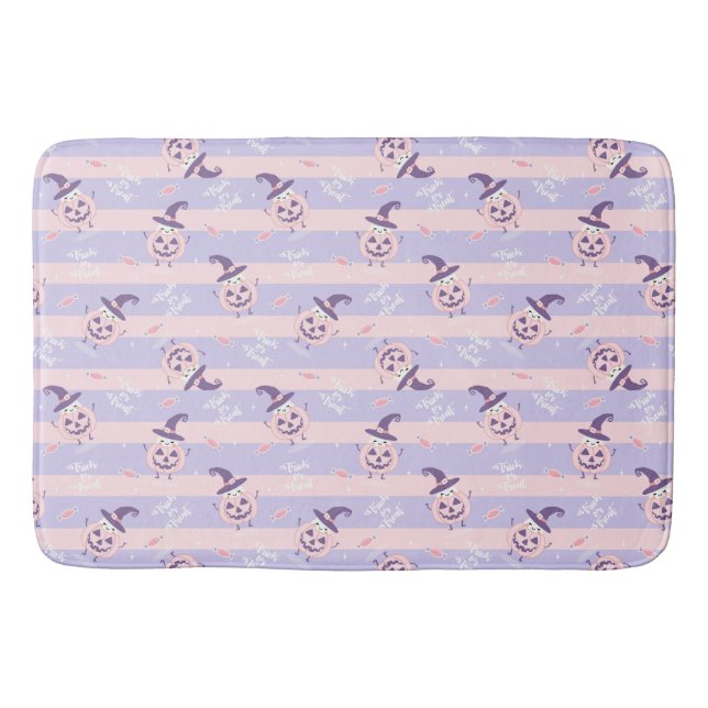 Tapete De Banheiro Trick ou Tratar Fantasmas Cute, Bombas e Stripes (Frente)