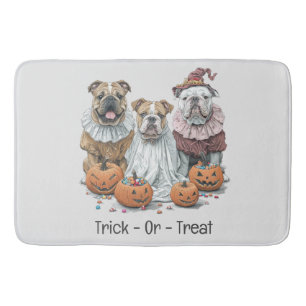 Tapete De Banheiro Trick Ou Tratar Os Bulldog Inglês Do Halloween Pum