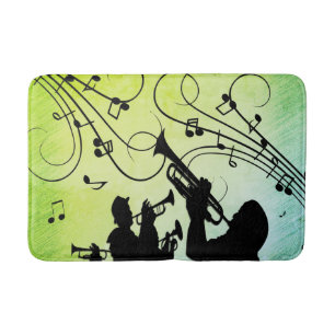 Tapete De Banheiro Trompet Section Jazz Music Green