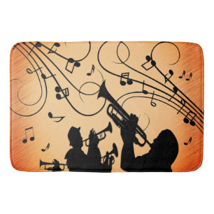 Tapete De Banheiro Trompet Section Jazz Music Orange Rust